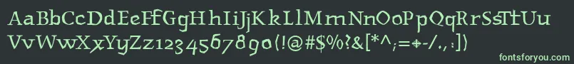 フォントRomanwoodcut – 黒い背景に緑の文字