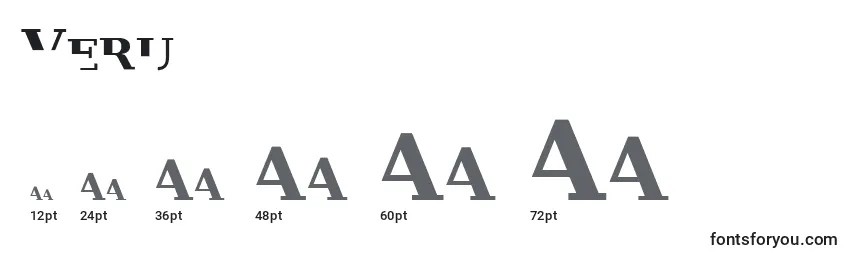 Размеры шрифта Veru