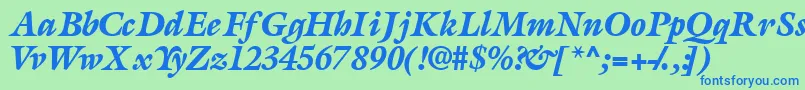 フォントAcanthusblacksskItalic – 青い文字は緑の背景です。