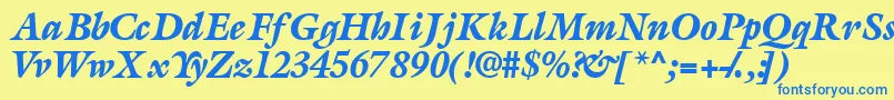 AcanthusblacksskItalic Font – Blue Fonts on Yellow Background