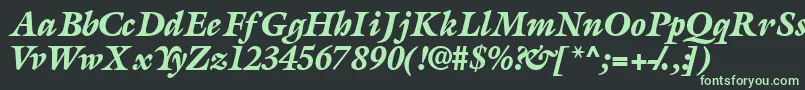 フォントAcanthusblacksskItalic – 黒い背景に緑の文字