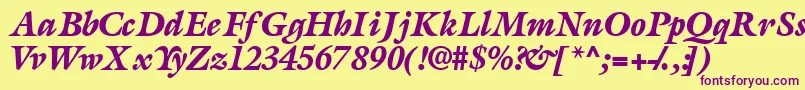 AcanthusblacksskItalic Font – Purple Fonts on Yellow Background