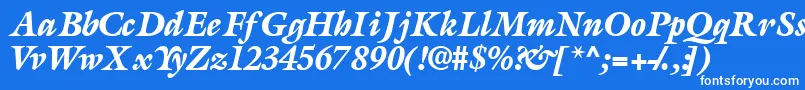 フォントAcanthusblacksskItalic – 青い背景に白い文字