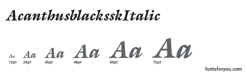 Размеры шрифта AcanthusblacksskItalic