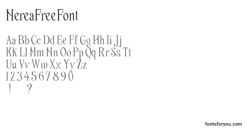 Schriftart NereaFreeFont – Alphabet, Zahlen, spezielle Symbole