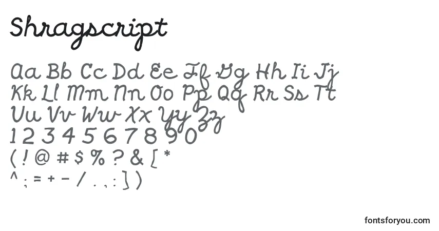 Schriftart Shragscript – Alphabet, Zahlen, spezielle Symbole