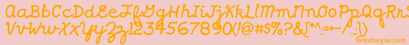 Shragscript-Schriftart – Orangefarbene Schriften auf rosa Hintergrund