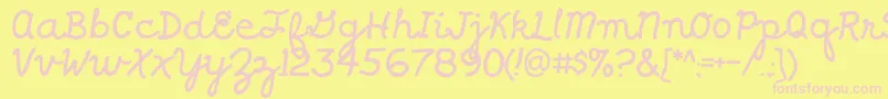 フォントShragscript – ピンクのフォント、黄色の背景