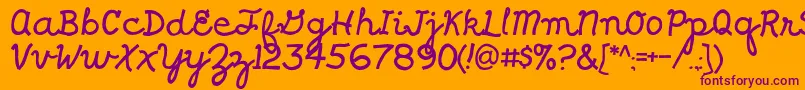 フォントShragscript – オレンジの背景に紫のフォント