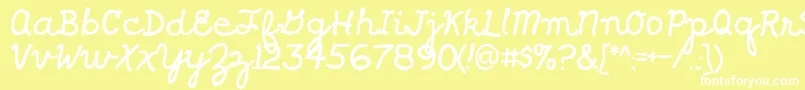 Shragscript Font – White Fonts on Yellow Background