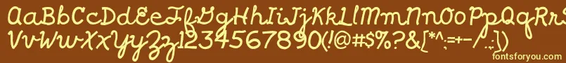 Shragscript-Schriftart – Gelbe Schriften auf braunem Hintergrund