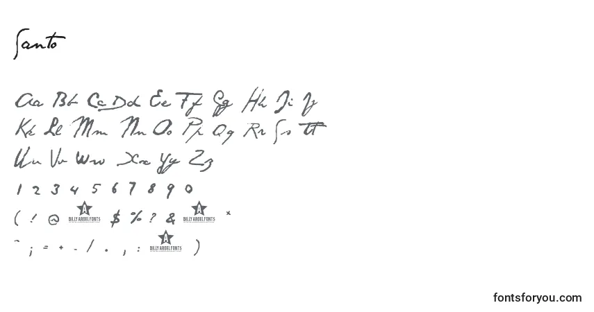 Czcionka Santo (118048) – alfabet, cyfry, specjalne znaki