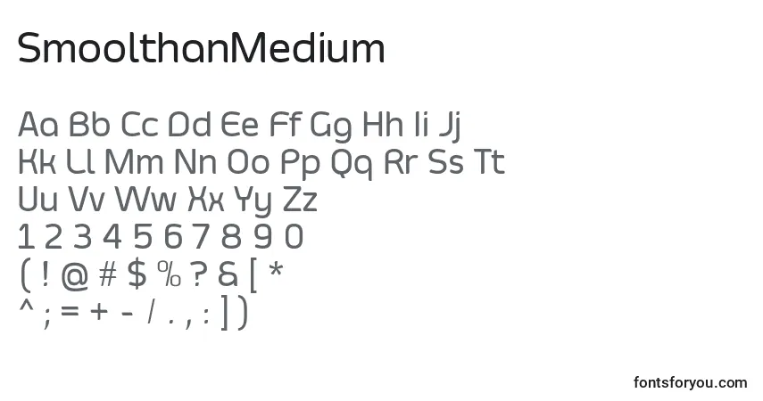 A fonte SmoolthanMedium – alfabeto, números, caracteres especiais