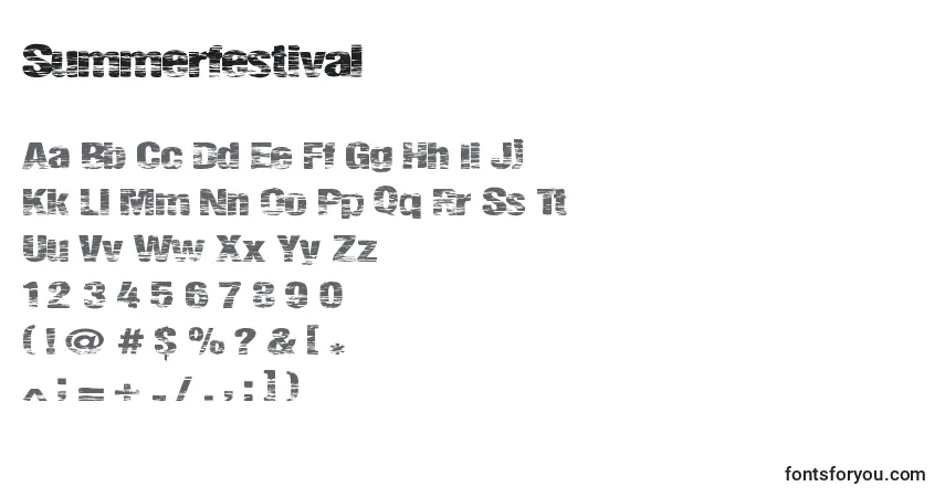 Schriftart Summerfestival – Alphabet, Zahlen, spezielle Symbole