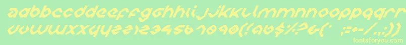 フォントCharliei – 黄色の文字が緑の背景にあります