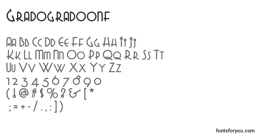 Schriftart Gradogradoonf (118051) – Alphabet, Zahlen, spezielle Symbole