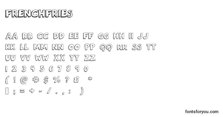 Czcionka FrenchFries – alfabet, cyfry, specjalne znaki