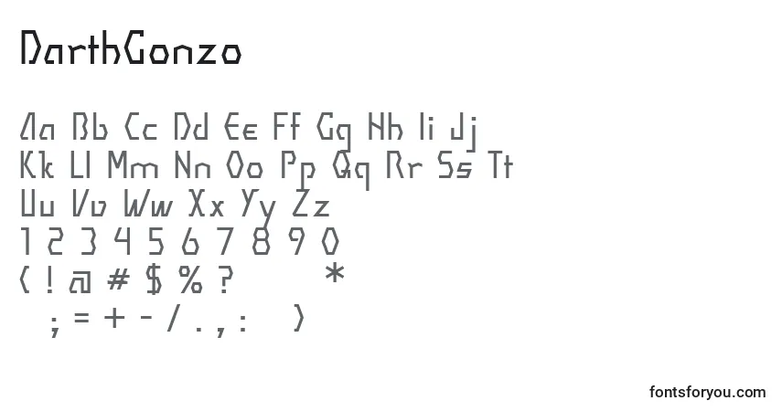 Fuente DarthGonzo - alfabeto, números, caracteres especiales