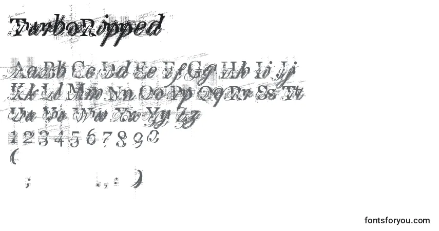 Schriftart TurboRipped – Alphabet, Zahlen, spezielle Symbole