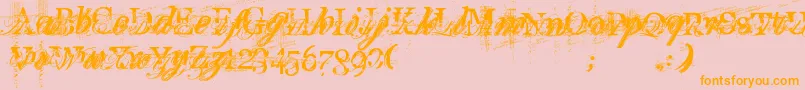 TurboRipped-Schriftart – Orangefarbene Schriften auf rosa Hintergrund
