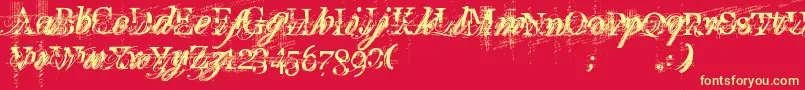 フォントTurboRipped – 黄色の文字、赤い背景