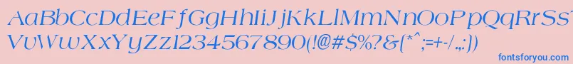 Fonte AgateNormalItalic – fontes azuis em um fundo rosa