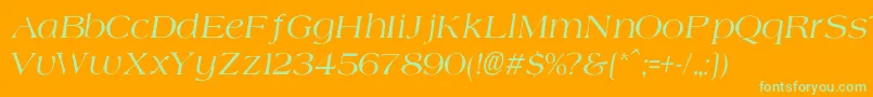 AgateNormalItalic-Schriftart – Grüne Schriften auf orangefarbenem Hintergrund