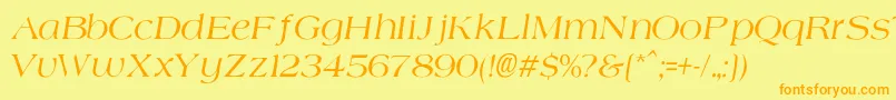 Fonte AgateNormalItalic – fontes laranjas em um fundo amarelo