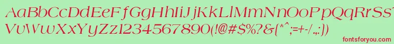 Fonte AgateNormalItalic – fontes vermelhas em um fundo verde