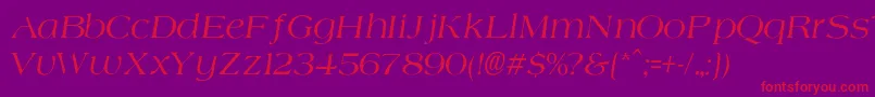 Fonte AgateNormalItalic – fontes vermelhas em um fundo violeta