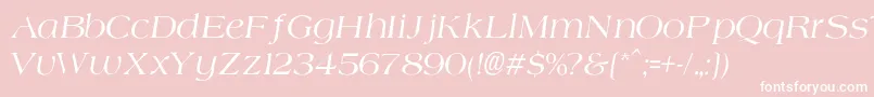 Fonte AgateNormalItalic – fontes brancas em um fundo rosa