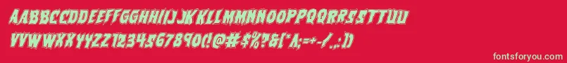 フォントVorvolakaacadital – 赤い背景に緑の文字