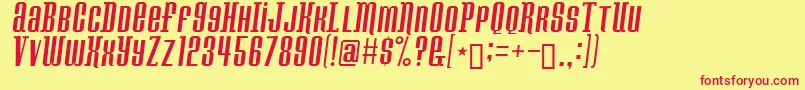 Konspiracy Theory Slant Font – Red Fonts on Yellow Background