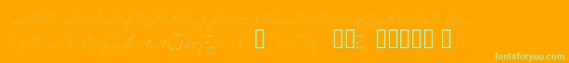 Czcionka LearningCurveDashedBv – zielone czcionki na pomarańczowym tle
