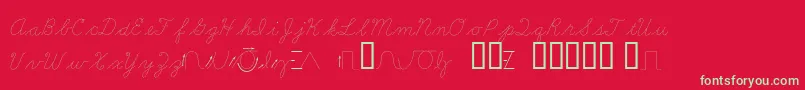 フォントLearningCurveDashedBv – 赤い背景に緑の文字