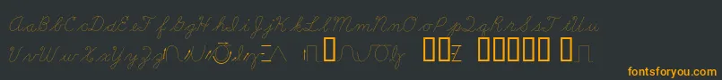 フォントLearningCurveDashedBv – 黒い背景にオレンジの文字