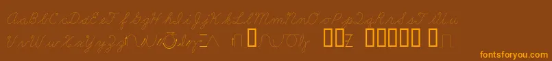LearningCurveDashedBv-fontti – oranssit fontit ruskealla taustalla