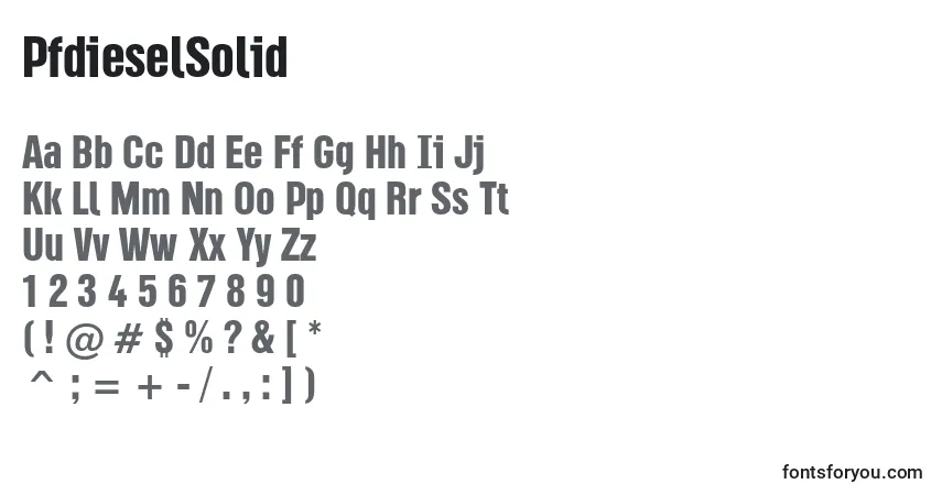 Schriftart PfdieselSolid – Alphabet, Zahlen, spezielle Symbole