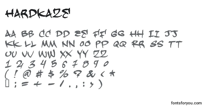 Schriftart Hardkaze – Alphabet, Zahlen, spezielle Symbole