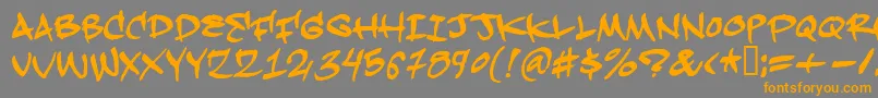 フォントHardkaze – オレンジの文字は灰色の背景にあります。