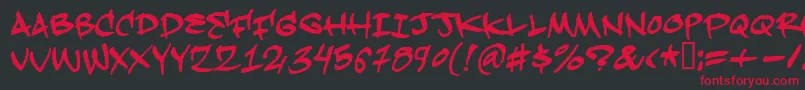 Hardkaze-Schriftart – Rote Schriften auf schwarzem Hintergrund