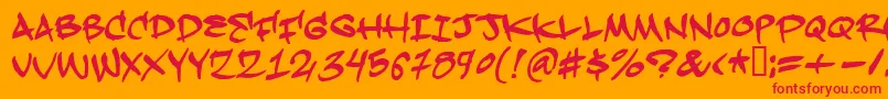 Hardkaze Font – Red Fonts on Orange Background