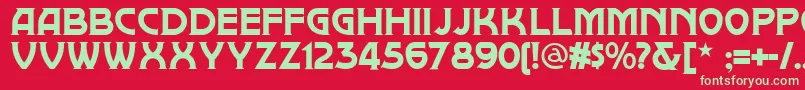 フォントBrownwood – 赤い背景に緑の文字