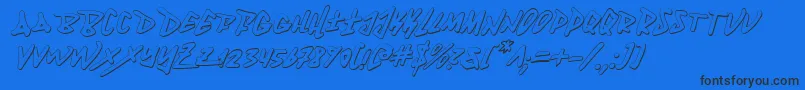 Fantom3Di-Schriftart – Schwarze Schriften auf blauem Hintergrund