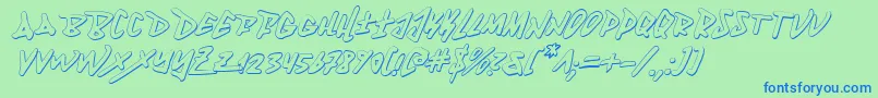 Fantom3Di Font – Blue Fonts on Green Background