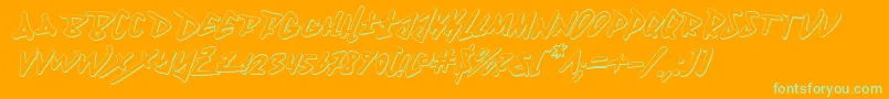 Fantom3Di-Schriftart – Grüne Schriften auf orangefarbenem Hintergrund