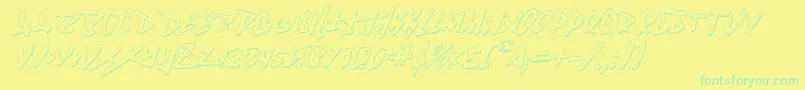 Fantom3Di Font – Green Fonts on Yellow Background