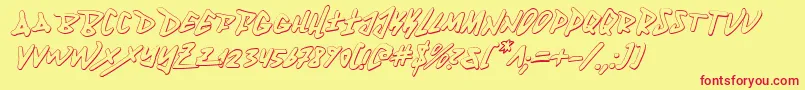 Fantom3Di Font – Red Fonts on Yellow Background
