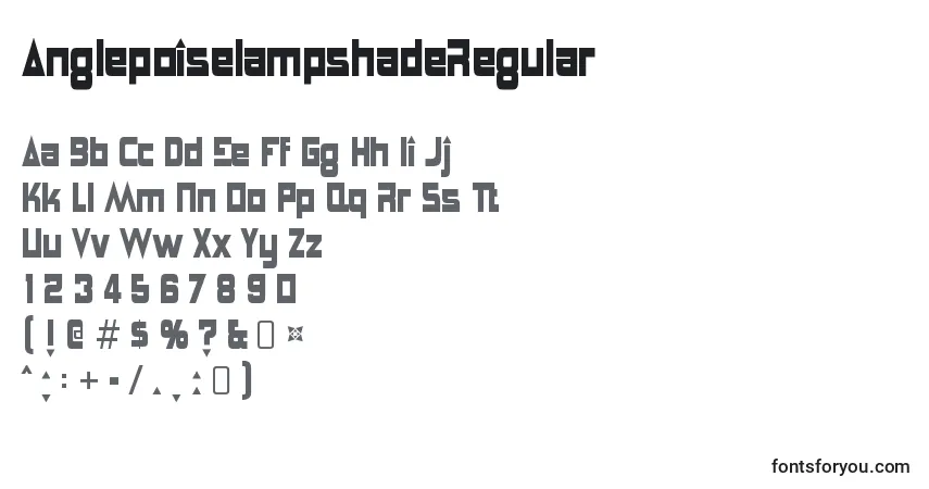Шрифт AnglepoiselampshadeRegular – алфавит, цифры, специальные символы
