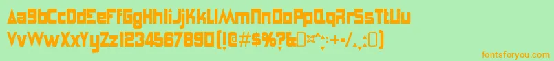 フォントAnglepoiselampshadeRegular – オレンジの文字が緑の背景にあります。